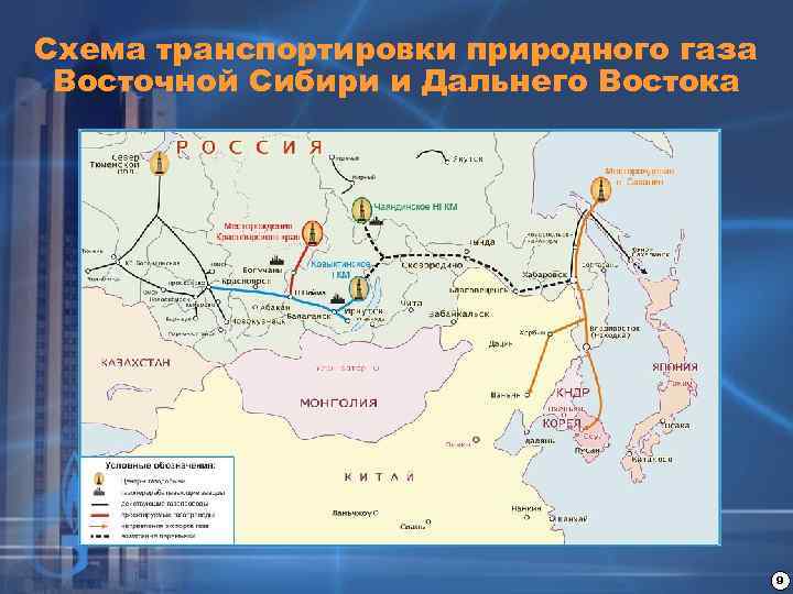 Схема транспортировки природного газа Восточной Сибири и Дальнего Востока 9 