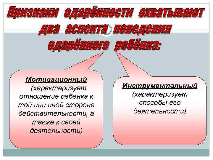 Мотивационный (характеризует отношение ребенка к той или иной стороне действительности, а также к своей