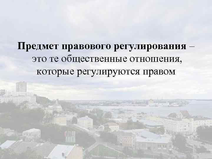 Предмет правового регулирования – это те общественные отношения, которые регулируются правом 