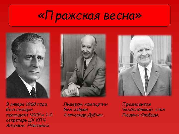  «Пражская весна» В январе 1968 года был смещен президент ЧССР и 1 -й