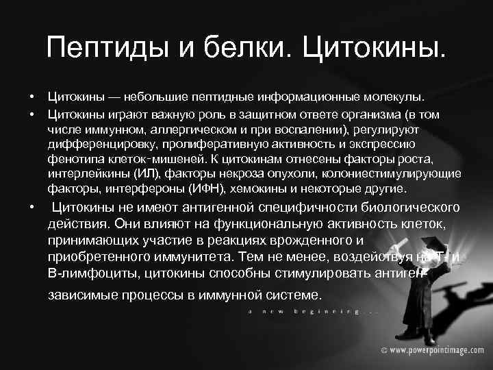 Пептиды и белки. Цитокины. • • Цитокины — небольшие пептидные информационные молекулы. Цитокины играют