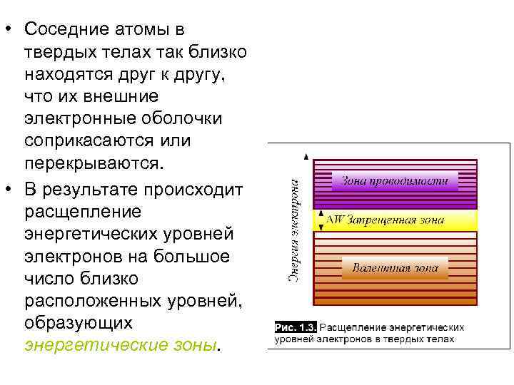  • Соседние атомы в твердых телах так близко находятся друг к другу, что