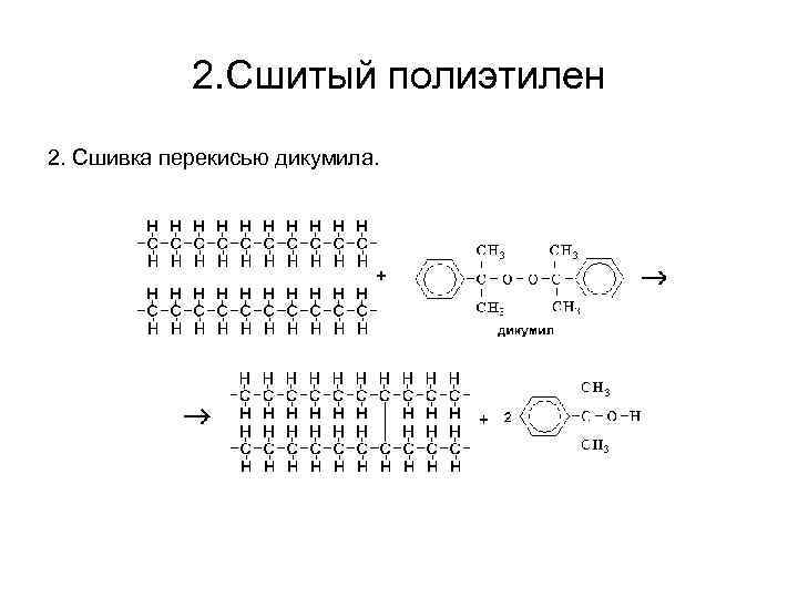 2. Сшитый полиэтилен 2. Сшивка перекисью дикумила. 