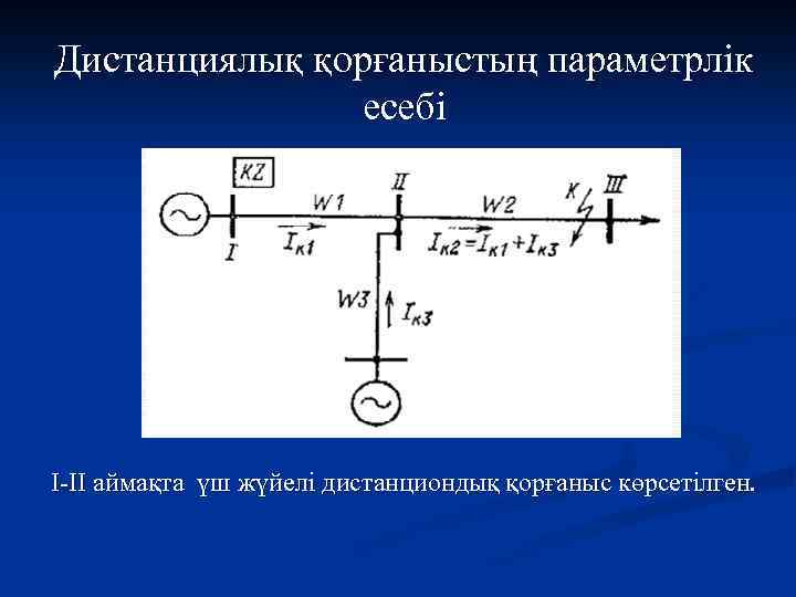 Дистанциялық қорғаныстың параметрлік есебі І-ІІ аймақта үш жүйелі дистанциондық қорғаныс көрсетілген. 