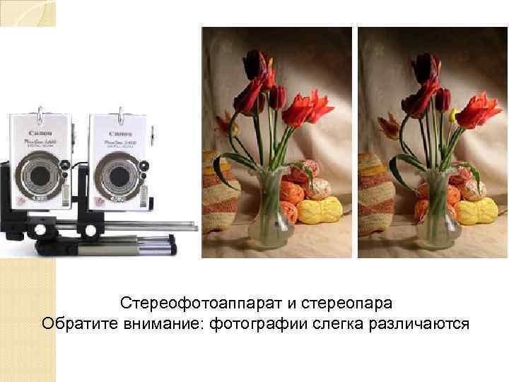 Стереофотоаппарат и стереопара Обратите внимание: фотографии слегка различаются 