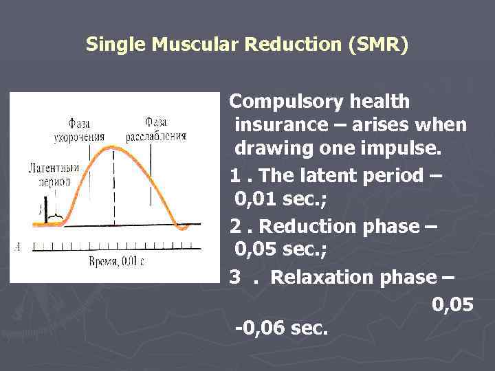 Single Muscular Reduction (SMR) Compulsory health insurance – arises when drawing one impulse. 1.