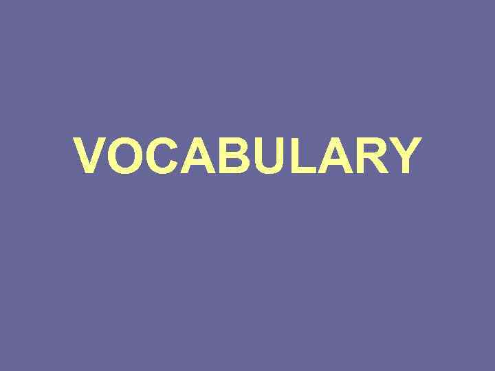 VOCABULARY 