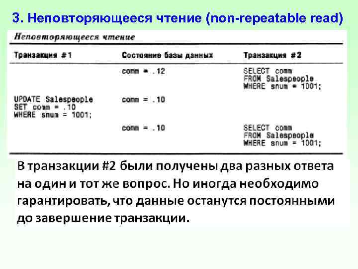 3. Неповторяющееся чтение (non-repeatable read) 