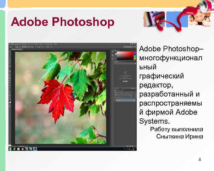 Adobe Photoshop    Adobe Photoshop–    многофункционал   