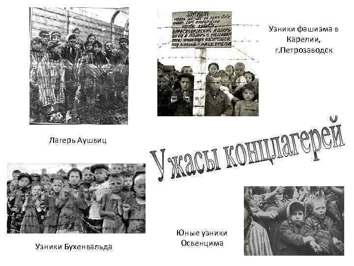  Узники фашизма в Карелии, г. Петрозаводск Лагерь Аушвиц Юные узники Узники Бухенвальда Освенцима