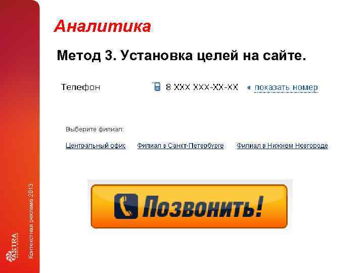 Аналитика Контекстная реклама 2013 Метод 3. Установка целей на сайте. 