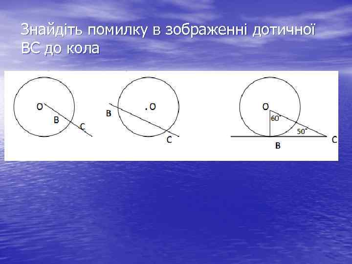 Знайдіть помилку в зображенні дотичної ВС до кола 