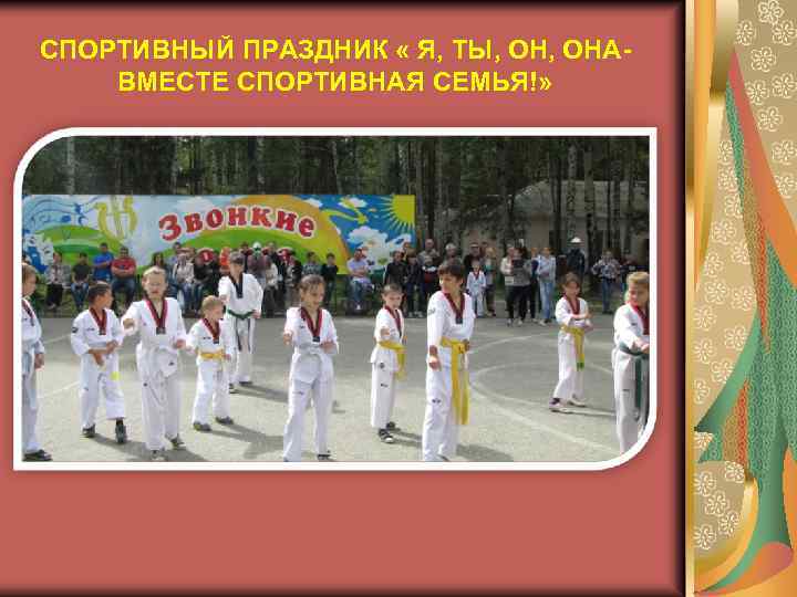 СПОРТИВНЫЙ ПРАЗДНИК « Я, ТЫ, ОНАВМЕСТЕ СПОРТИВНАЯ СЕМЬЯ!» 