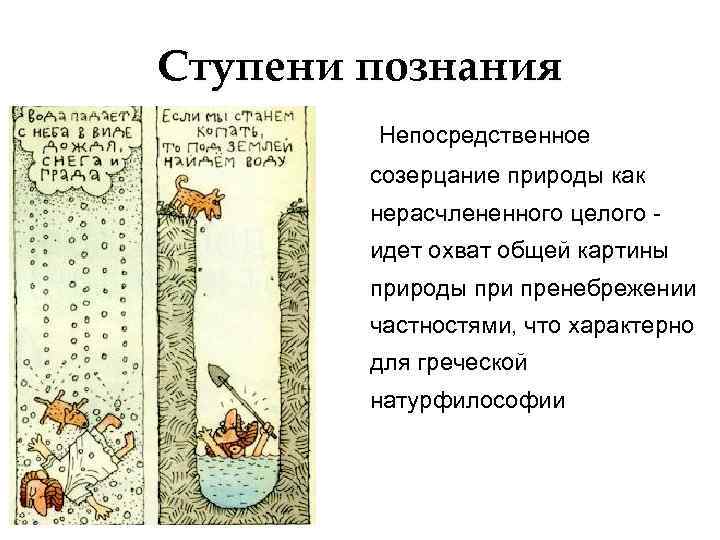 Ступени познания Непосредственное созерцание природы как нерасчлененного целого идет охват общей картины природы при