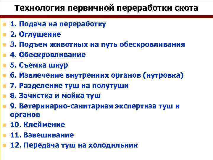 Технология первичной переработки скота n n n 1. Подача на переработку 2. Оглушение 3.
