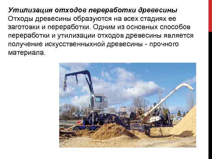 Утилизация отходов переработки древесины Отходы древесины образуются на всех стадиях ее заготовки и переработки.
