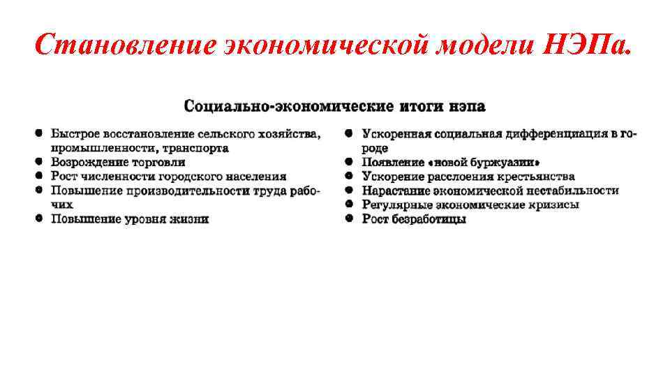 Становление экономической модели НЭПа. 