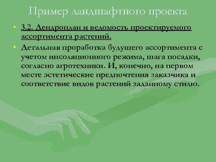 Пример ландшафтного проекта • 3. 2. Дендроплан и ведомость проектируемого ассортимента растений. • Детальная