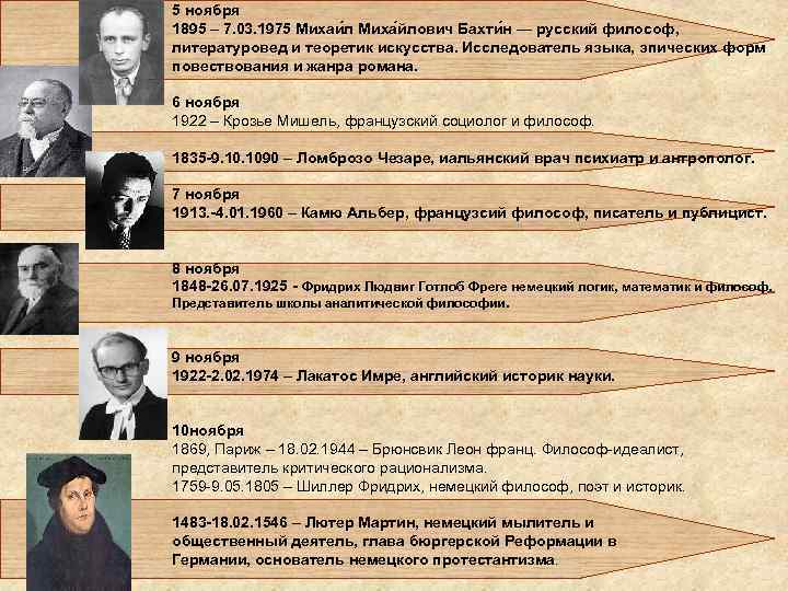 5 ноября 1895 – 7. 03. 1975 Михаи л Миха йлович Бахти н —