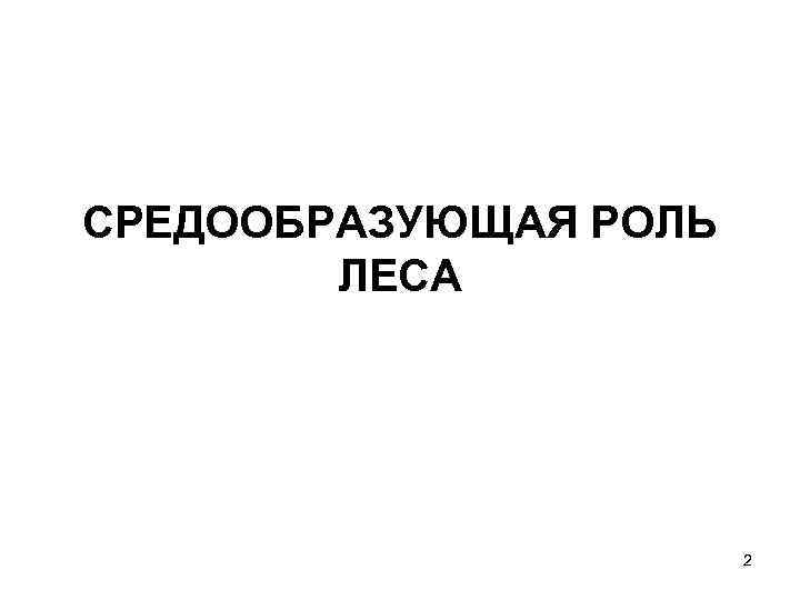 СРЕДООБРАЗУЮЩАЯ РОЛЬ ЛЕСА 2 