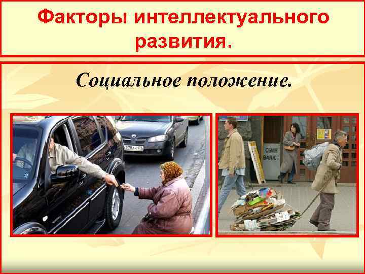 Факторы интеллектуального развития. Социальное положение. 