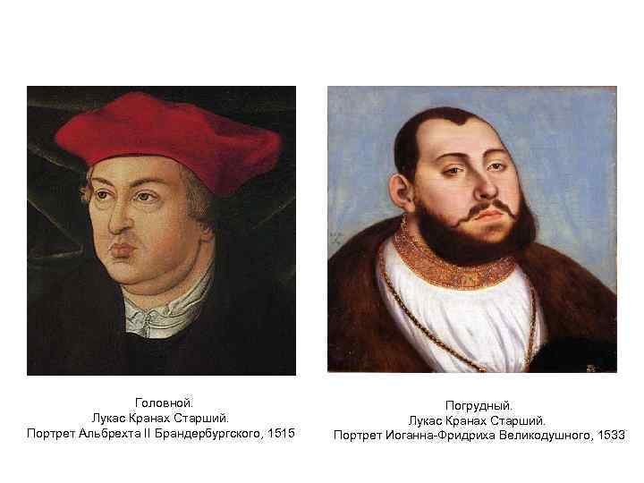 Головной. Лукас Кранах Старший. Портрет Альбрехта II Брандербургского, 1515 Погрудный. Лукас Кранах Старший. Портрет