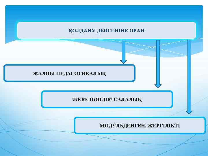 ҚОЛДАНУ ДЕЙГЕЙІНЕ ОРАЙ ЖАЛПЫ ПЕДАГОГИКАЛЫҚ ЖЕКЕ ПӘНДІК САЛАЛЫҚ МОДУЛЬДЕНГЕН, ЖЕРГІЛІКТІ 