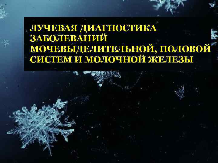 ЛУЧЕВАЯ ДИАГНОСТИКА ЗАБОЛЕВАНИЙ МОЧЕВЫДЕЛИТЕЛЬНОЙ, ПОЛОВОЙ СИСТЕМ И МОЛОЧНОЙ ЖЕЛЕЗЫ 