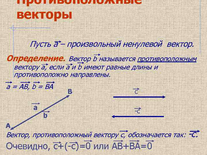 Ненулевые векторы