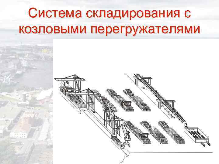 Система складирования с козловыми перегружателями 