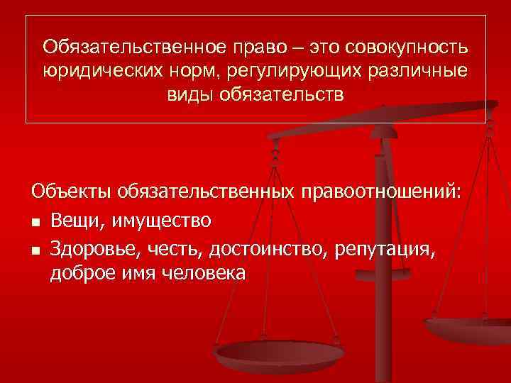 Обязательственное право презентация 11 класс профильный уровень