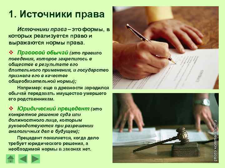 1. Источники права – это формы, в которых реализуется право и выражаются нормы права.