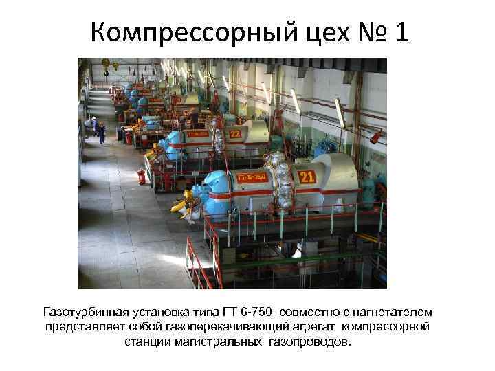 Компрессорный цех № 1 Газотурбинная установка типа ГТ 6 -750 совместно с нагнетателем представляет