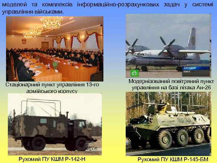 моделей та комплексів інформаційно розрахункових задач у системі управління військами. Стаціонарний пункт управління 13