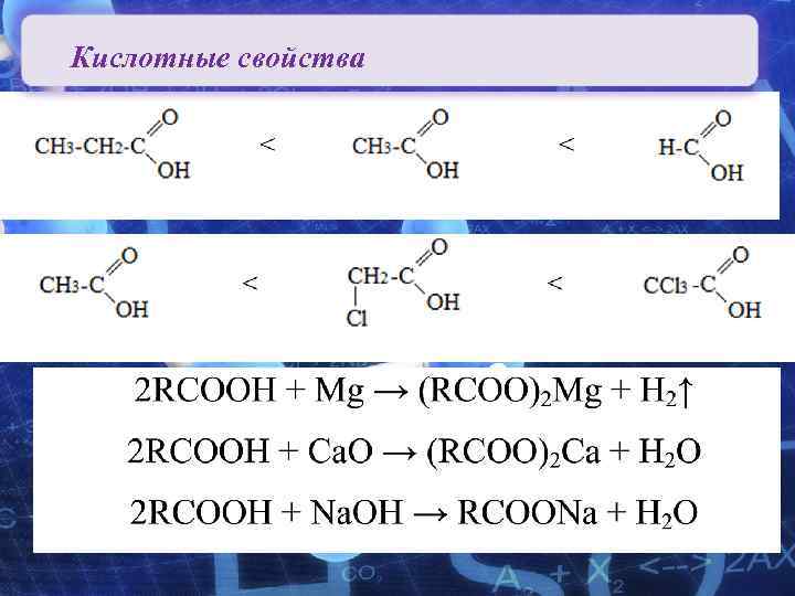 Кислотные свойства Карбоновые кислоты Органическая химия 