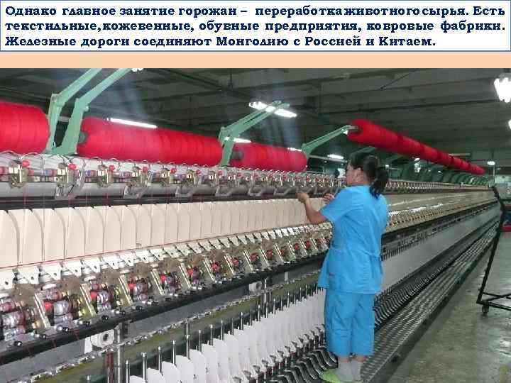 Однако главное занятие горожан – переработка животного сырья. Есть текстильные, кожевенные, обувные предприятия, ковровые