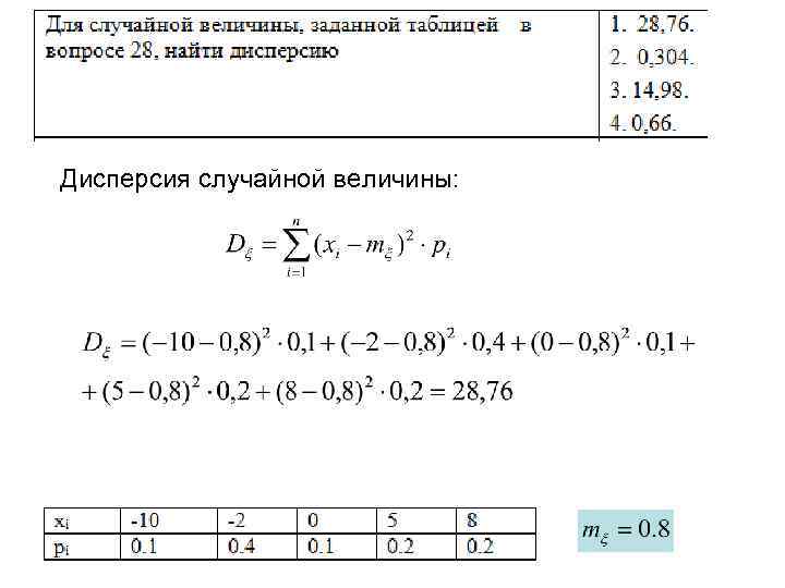Дисперсия случайной величины: 
