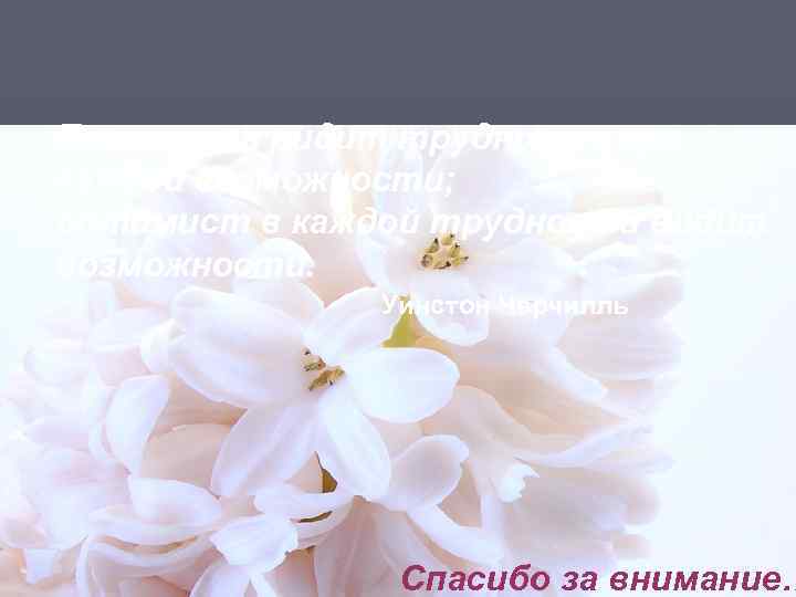 Пессимист видит трудности при каждой возможности; оптимист в каждой трудности видит возможности. Уинстон Черчилль