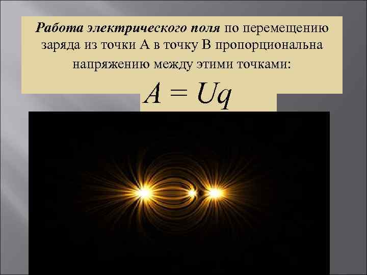 Электрический заряд переместили. Работа электрического поля. Работа электрического поля по перемещению. Работа электрического поля формула. Формула работы по перемещению заряда в электрическом поле.