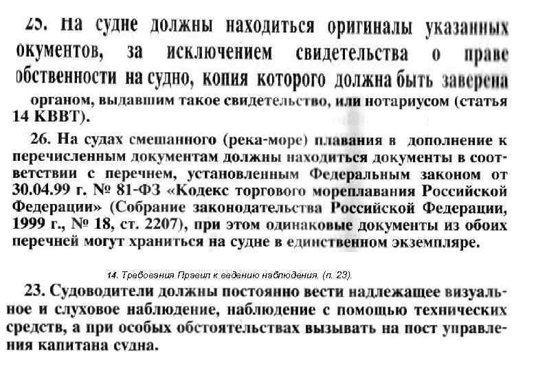 14. Требования Правил к ведению наблюдения. (п. 23). 