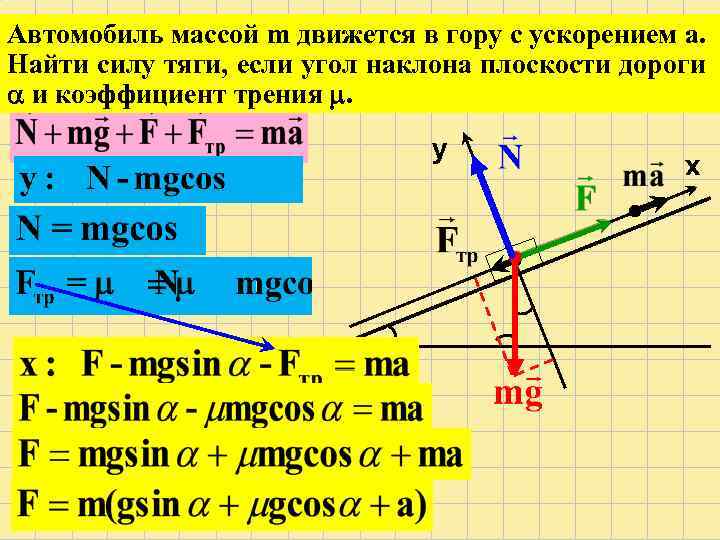 Автомобиль движется с ускорением 0 4. Сила тяги через коэффициент трения. Сила трения через силу тяги. Сила тяги автомобиля. Сила тяги с ускорением.