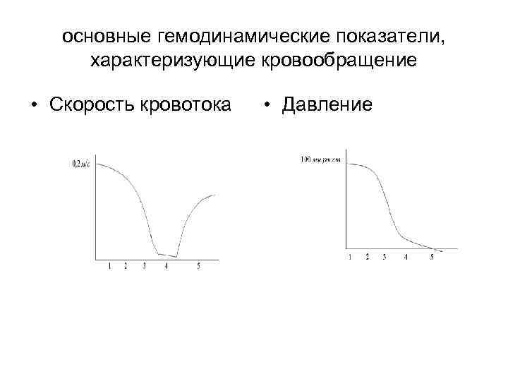 основные гемодинамические показатели, характеризующие кровообращение • Скорость кровотока • Давление 