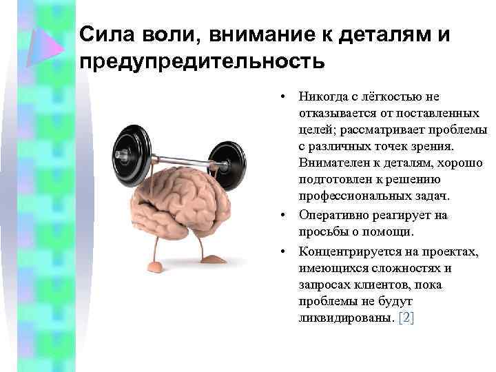 Сила воли, внимание к деталям и предупредительность • Никогда с лёгкостью не отказывается от