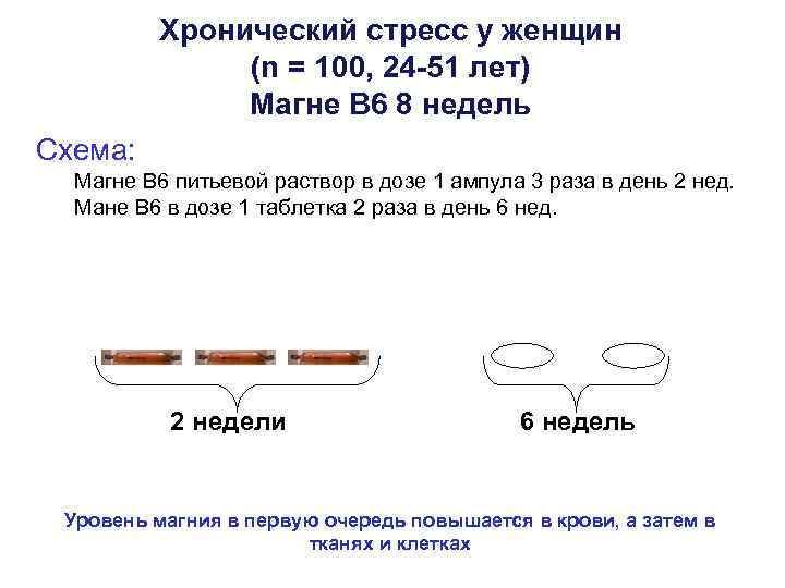 Хронический стресс у женщин (n = 100, 24 -51 лет) Mагне B 6 8