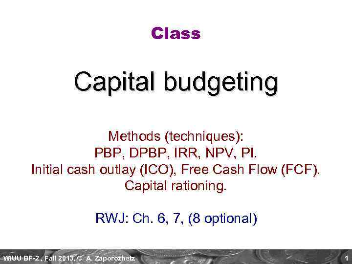 Methods and techniques