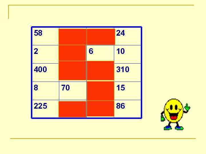 58 54 20 24 2 4 6 10 400 48 7 310 8 70