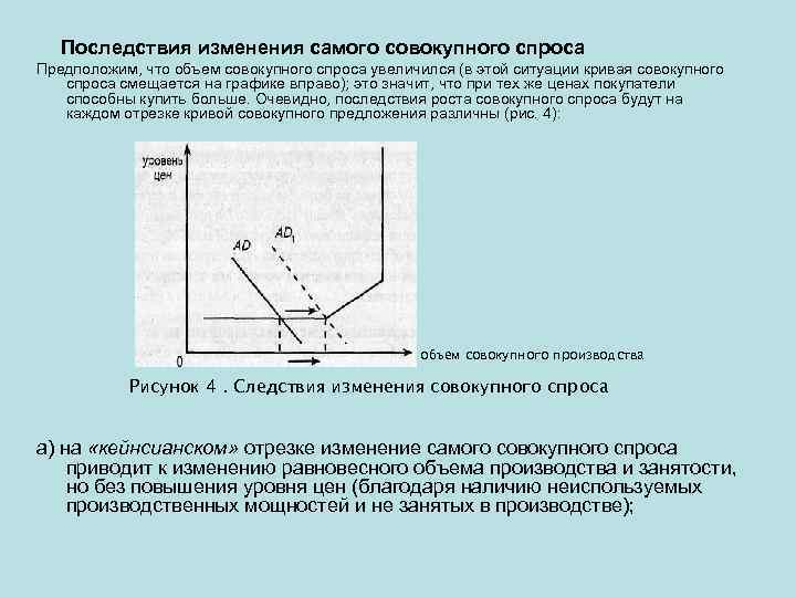 Последствия изменения самого совокупного спроса Предположим, что объем совокупного спроса увеличился (в этой ситуации
