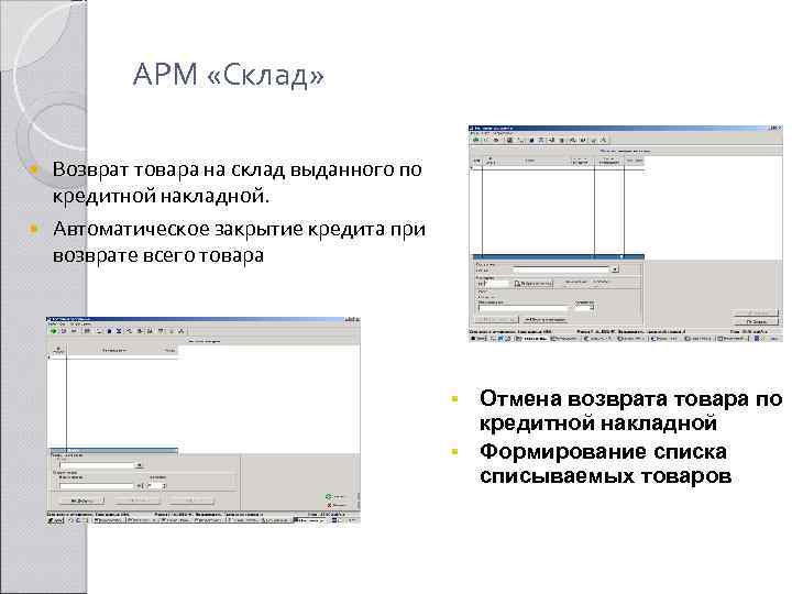 АРМ «Склад» Возврат товара на склад выданного по кредитной накладной. Автоматическое закрытие кредита при