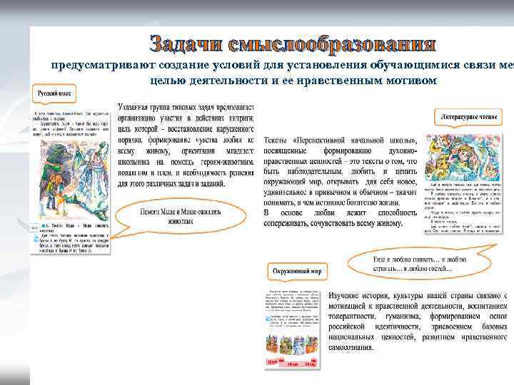 Задачи смыслообразования предусматривают создание условий для установления обучающимися связи меж целью деятельности и ее