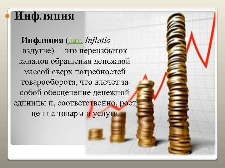 Инфляция (лат. Inflatio — Инфляция вздутие) – это переизбыток каналов обращения денежной массой
